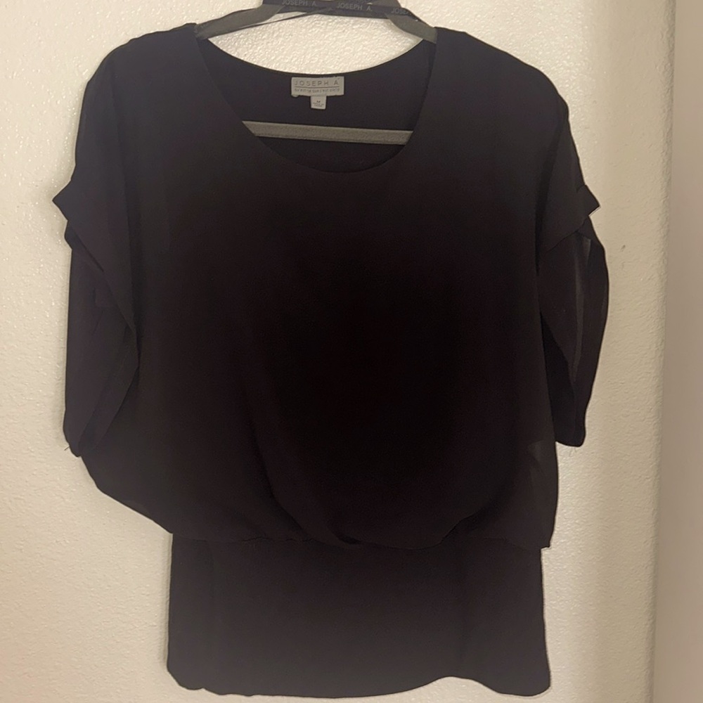 Black Joseph A  blouse size medium cotton tank with sheer lining fabric